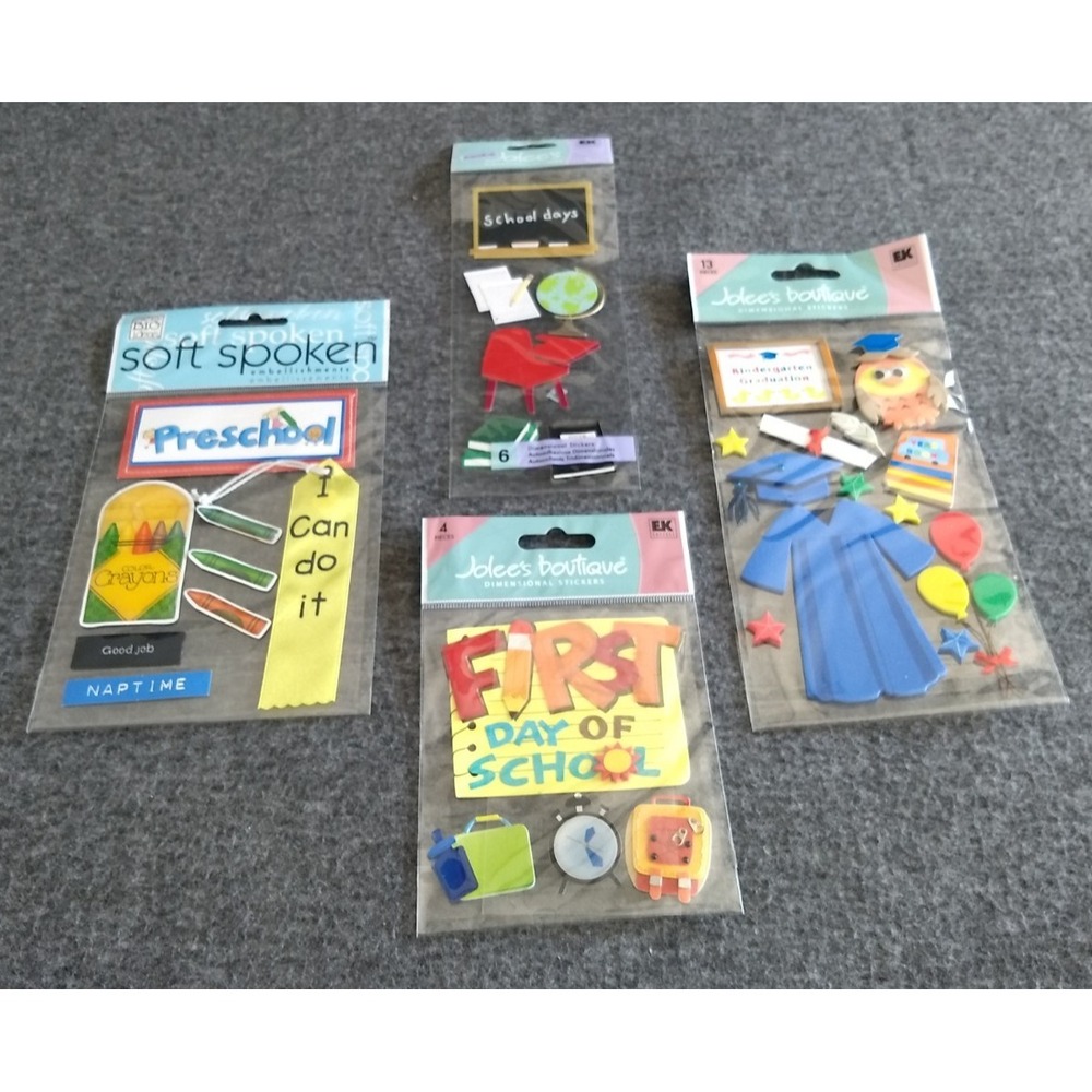 Jolee's Boutique Scrapbooking Dimensional Stickers Lot of 4 School 1st Day NEW